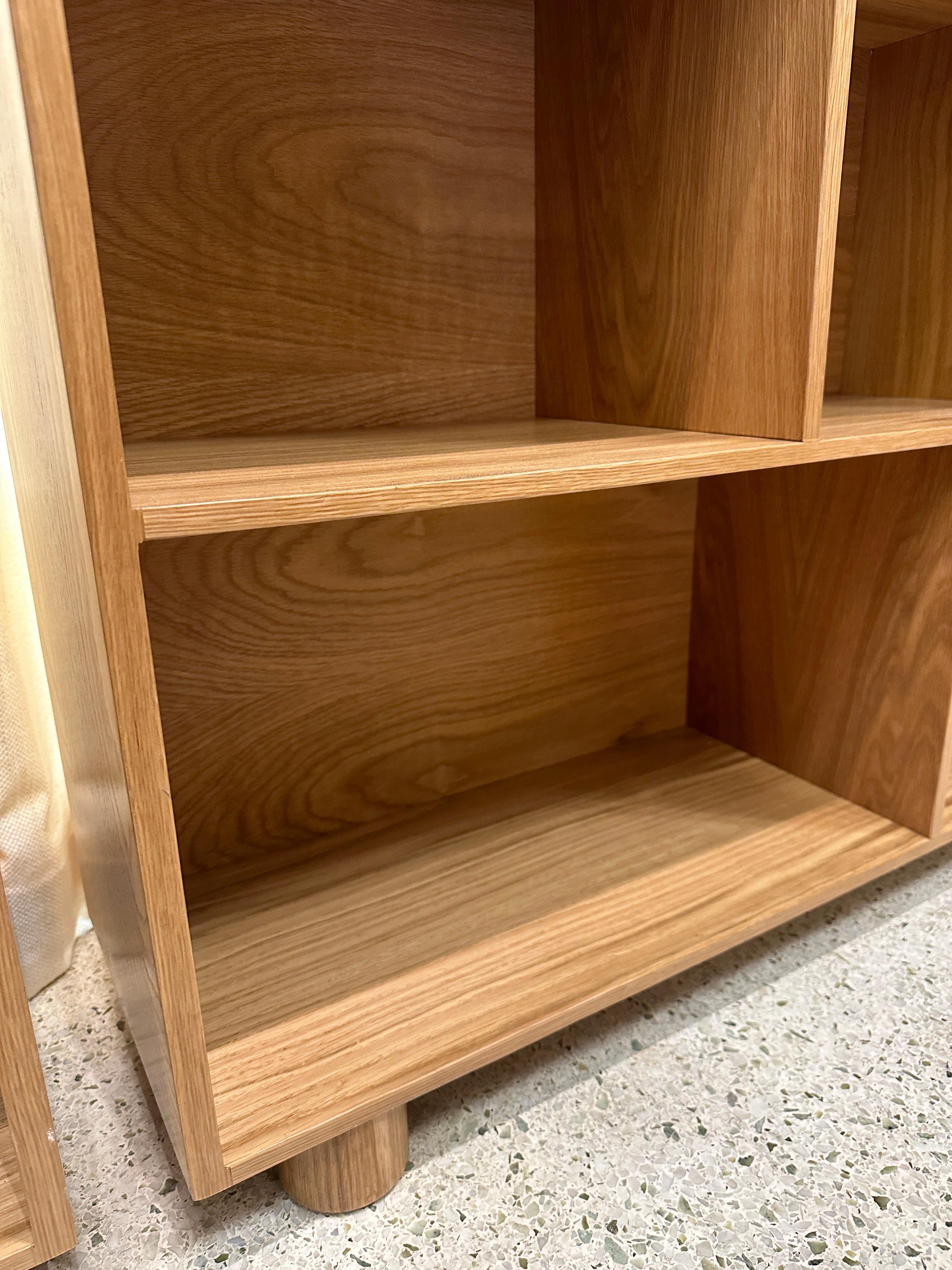 Contemporary Oak Console Height Bookcases Custom Designed (Two Available) For Sale