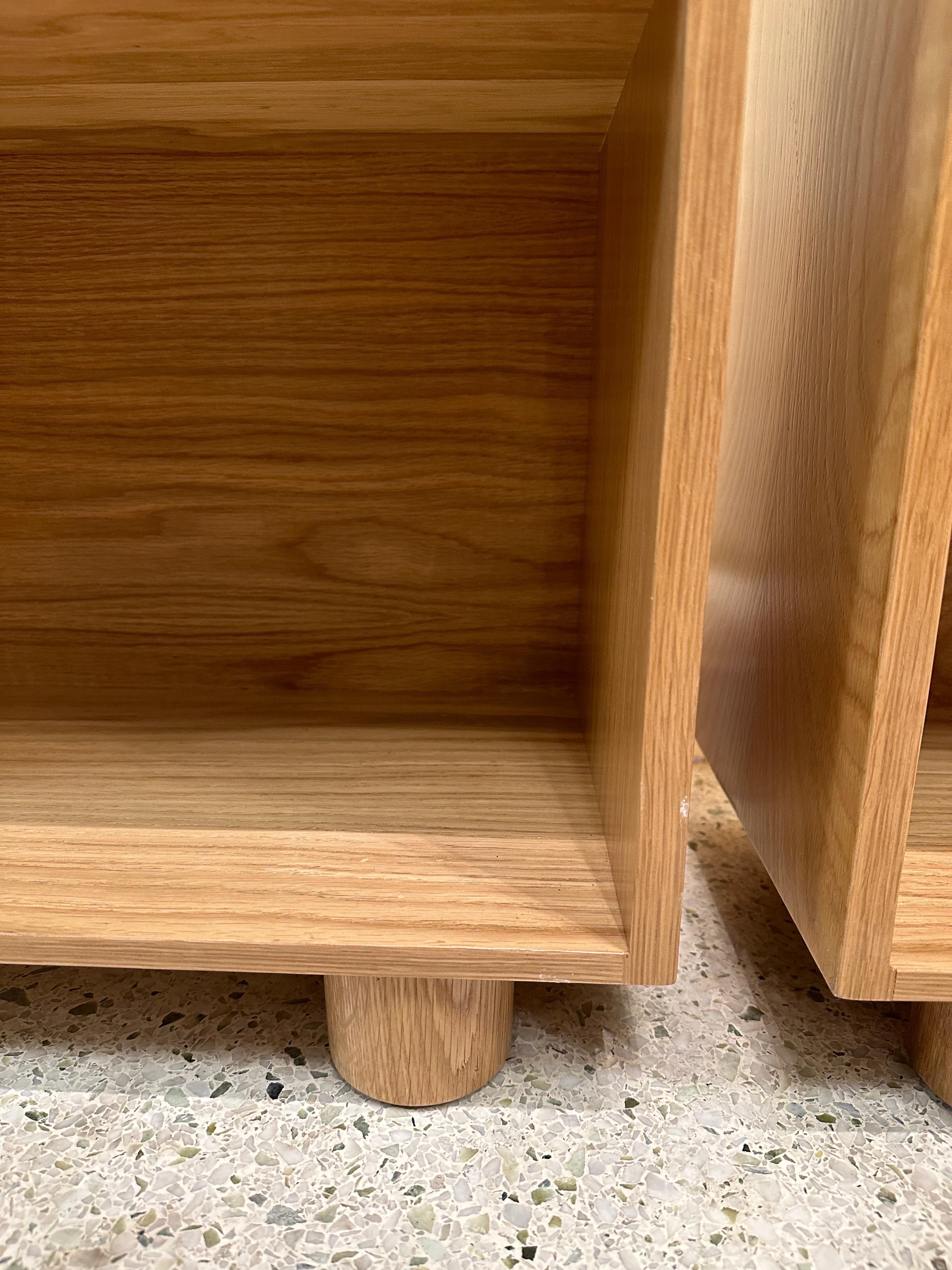 Porcelain Oak Console Height Bookcases Custom Designed (Two Available) For Sale