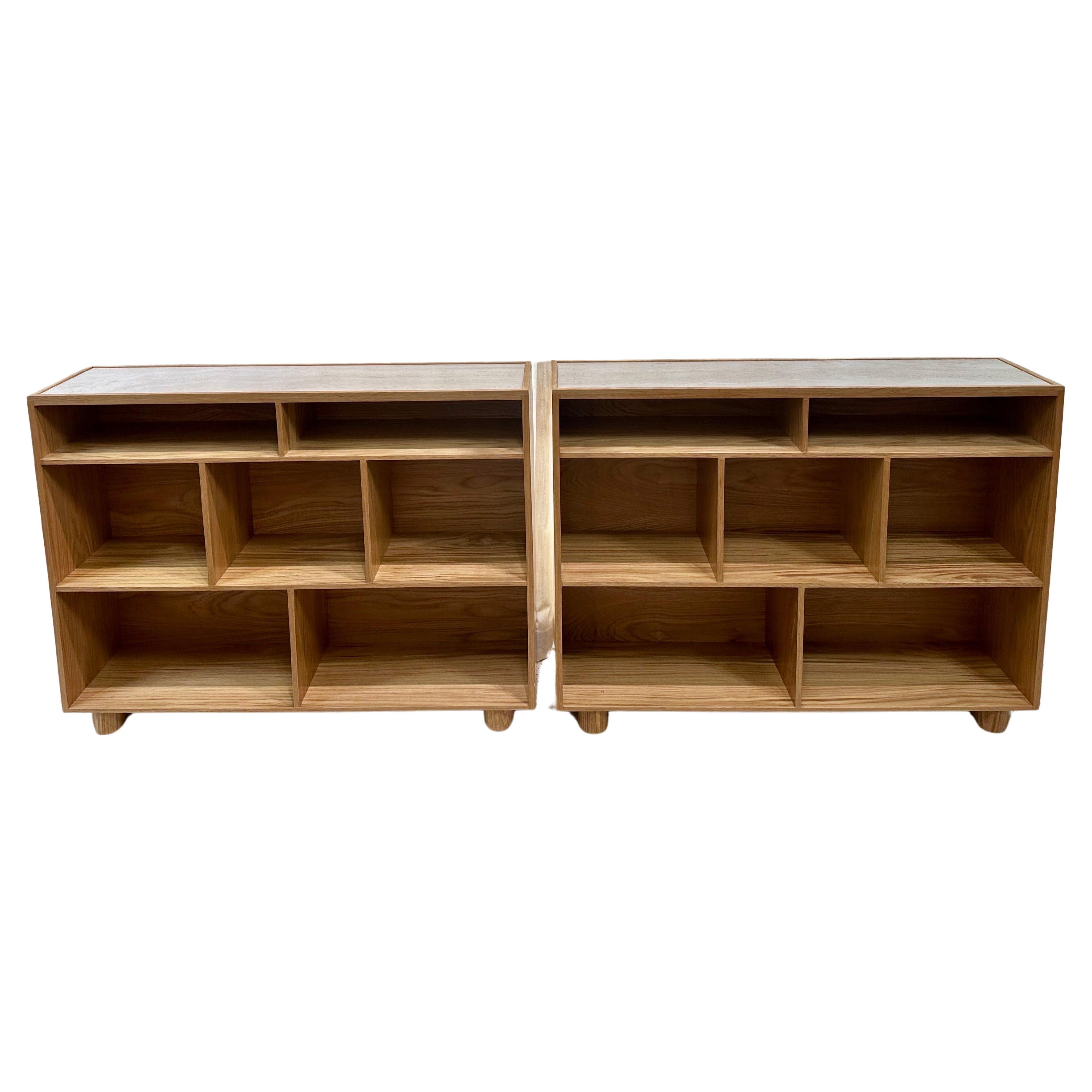 Oak Console Height Bookcases Custom Designed (Two Available)