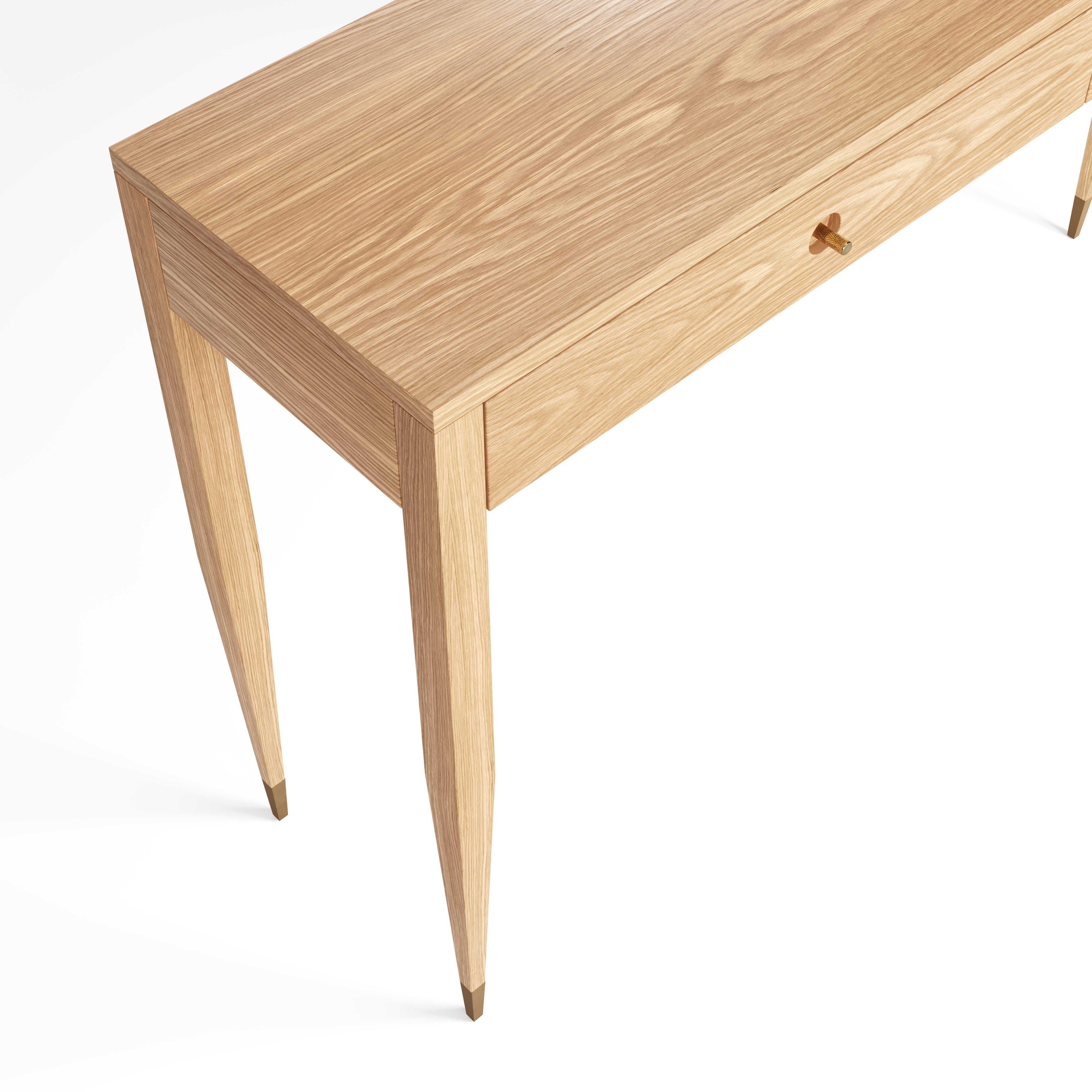 Polacco Consolle in Oak a due cassetti in stile moderno di metà secolo, tavolo da ingresso in vendita