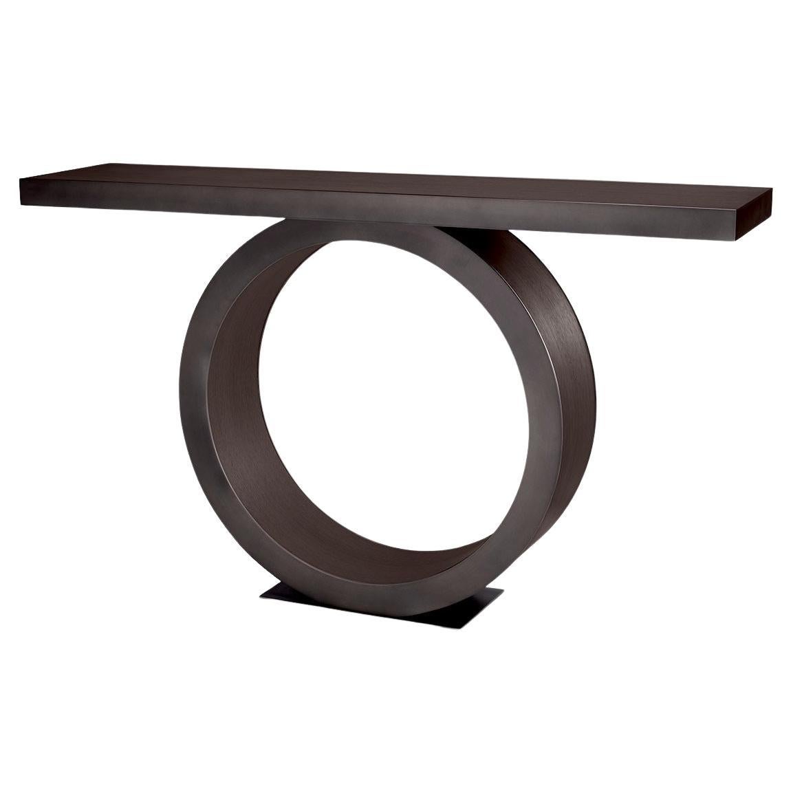 Oak Console Table with Bronze Finish