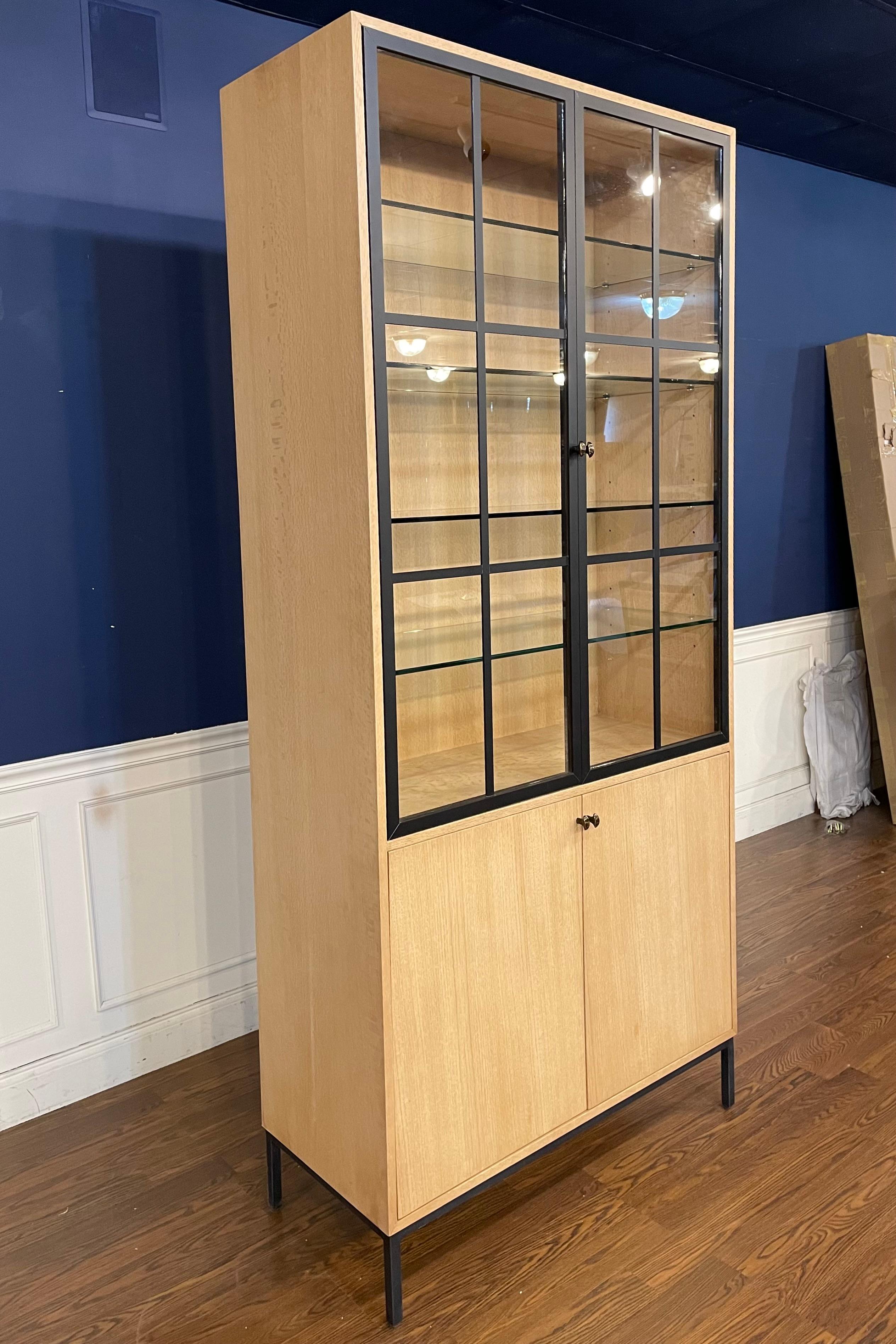 Oak Contemporary Display Cabinet by Century Furniture In Excellent Condition For Sale In Suwanee, GA