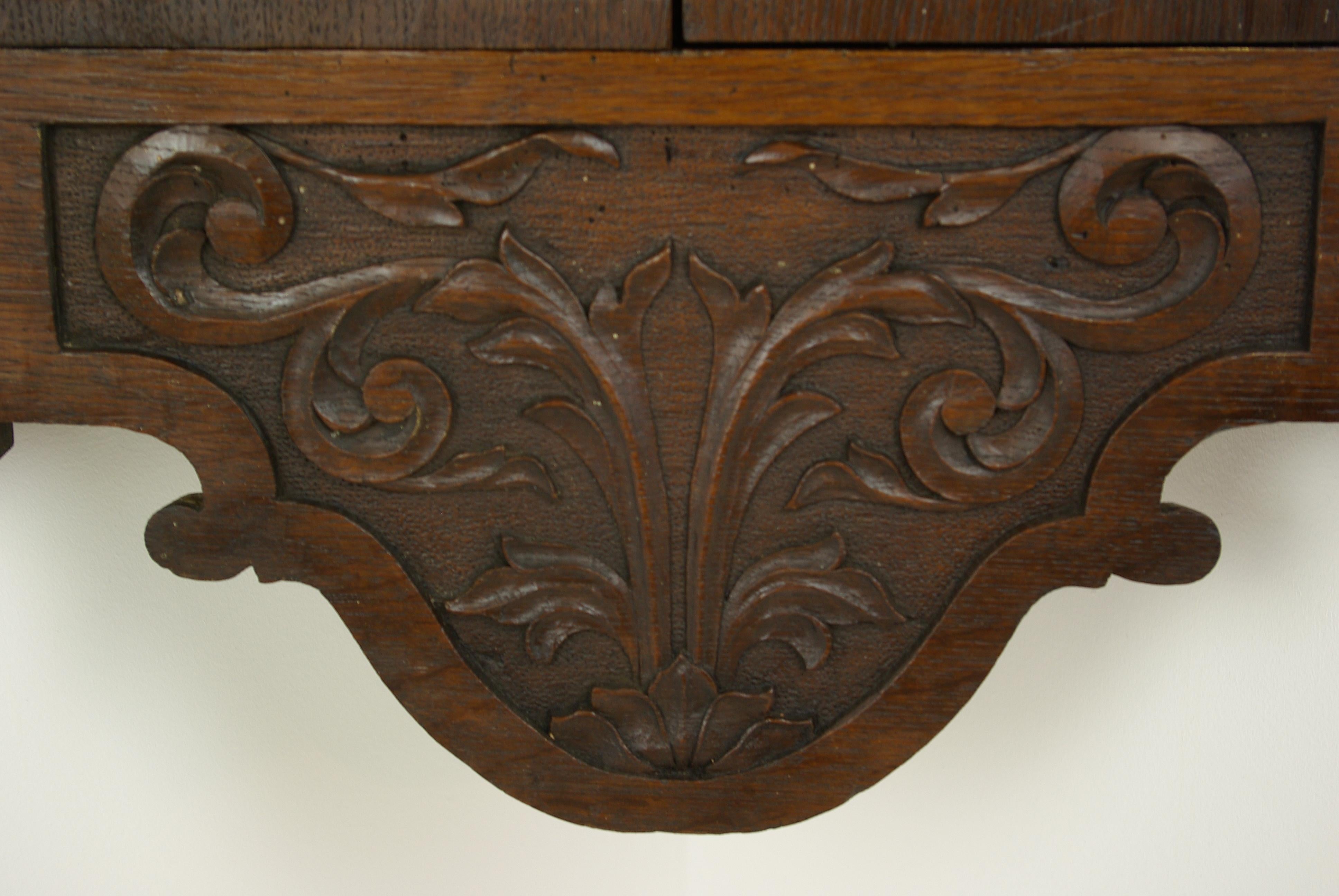 Late 19th Century Oak Corner Cabinet, Carved Cabinet, Hanging Cabinet, Scotland, 1880
