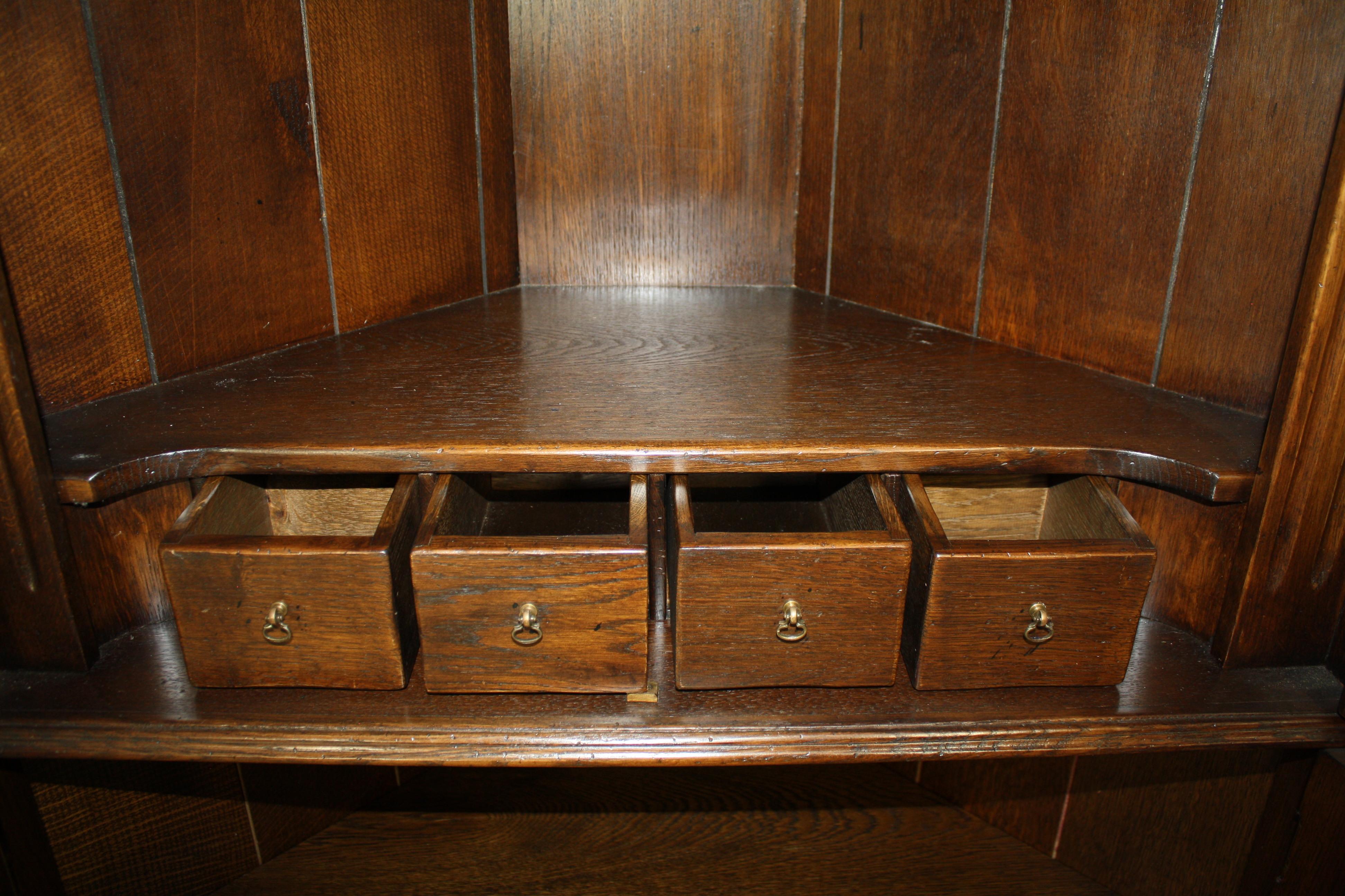 Belgian Oak Corner Cabinet, circa 1900