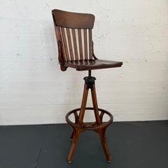 Oak Craftsman Swivel Architect's Drafting Stool