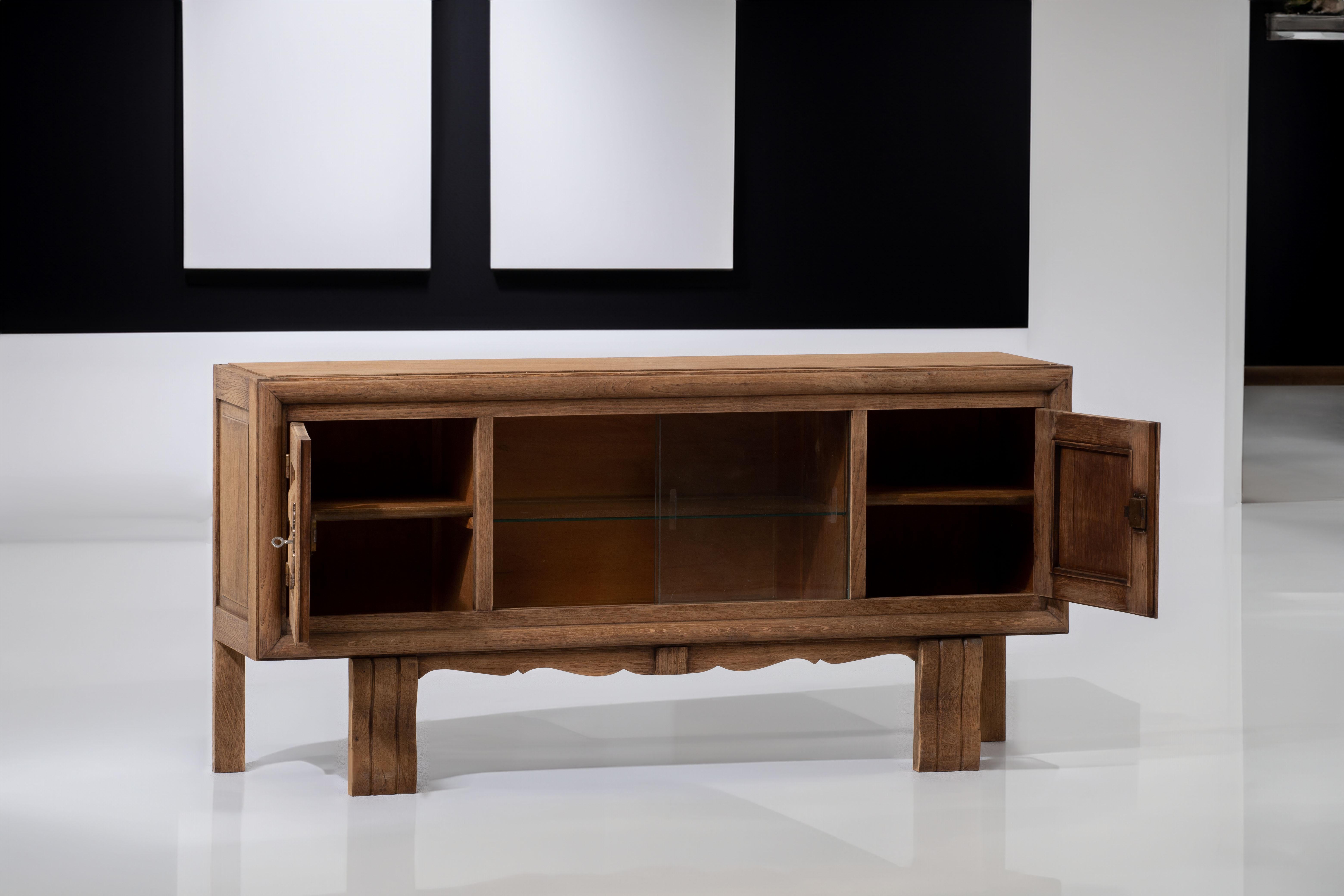 Mid-20th Century  Oak Credenza from 1940s, France For Sale