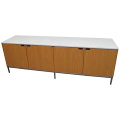 Oak Credenza with Marble Top by Florence Knoll for Knoll