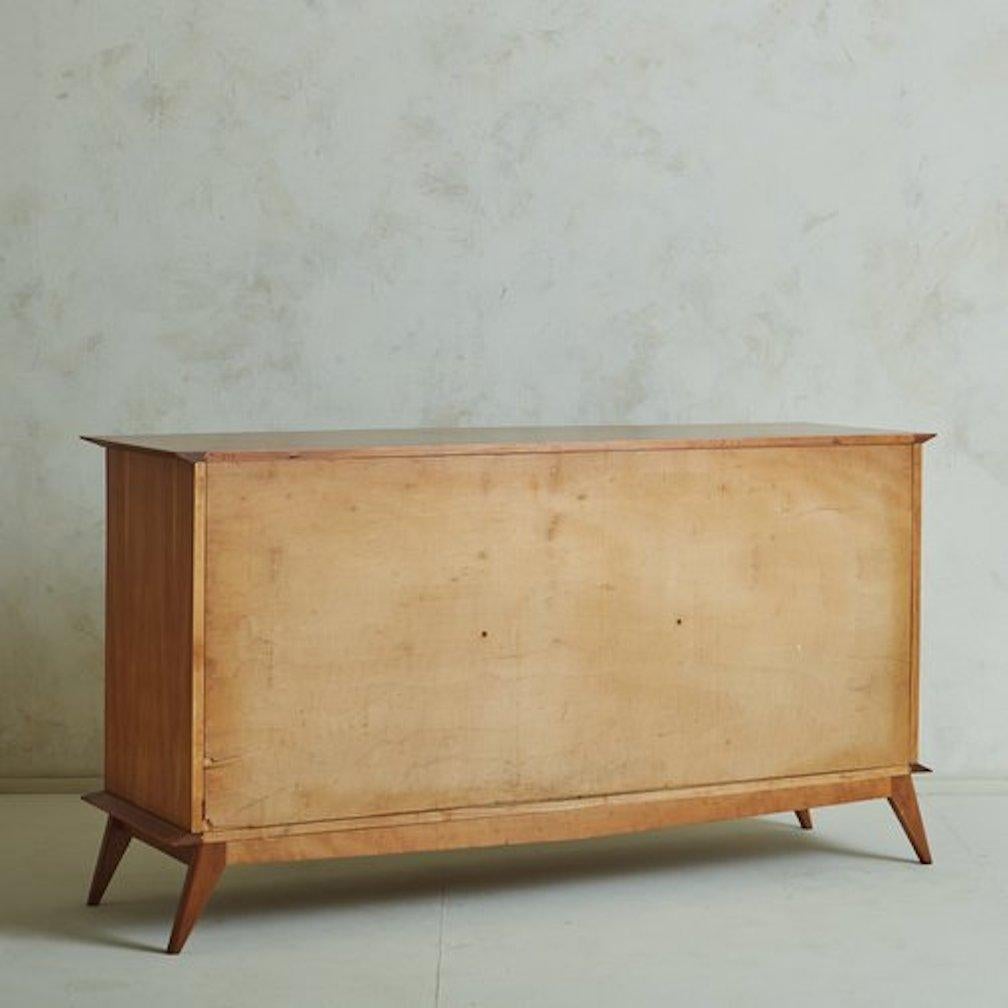 Oak Credenza With Parquetry Inlay in the Style of Jules Leleu, France 1940s For Sale 6