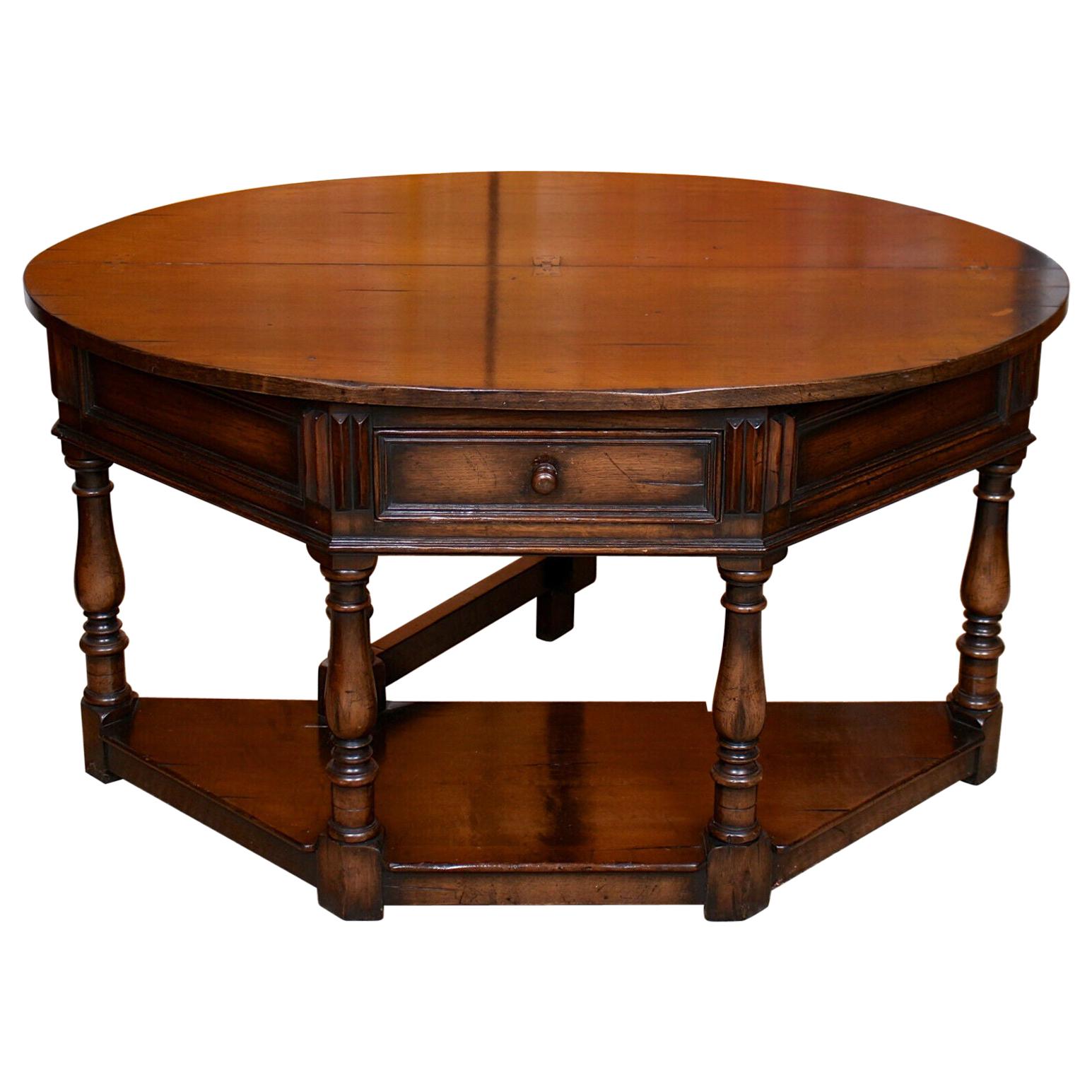 Oak Creedence Table Large Carved Folding Dining Console Table For Sale