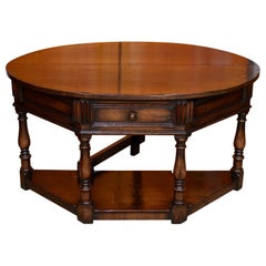 Oak Creedence Table Large Carved Folding Dining Console Table