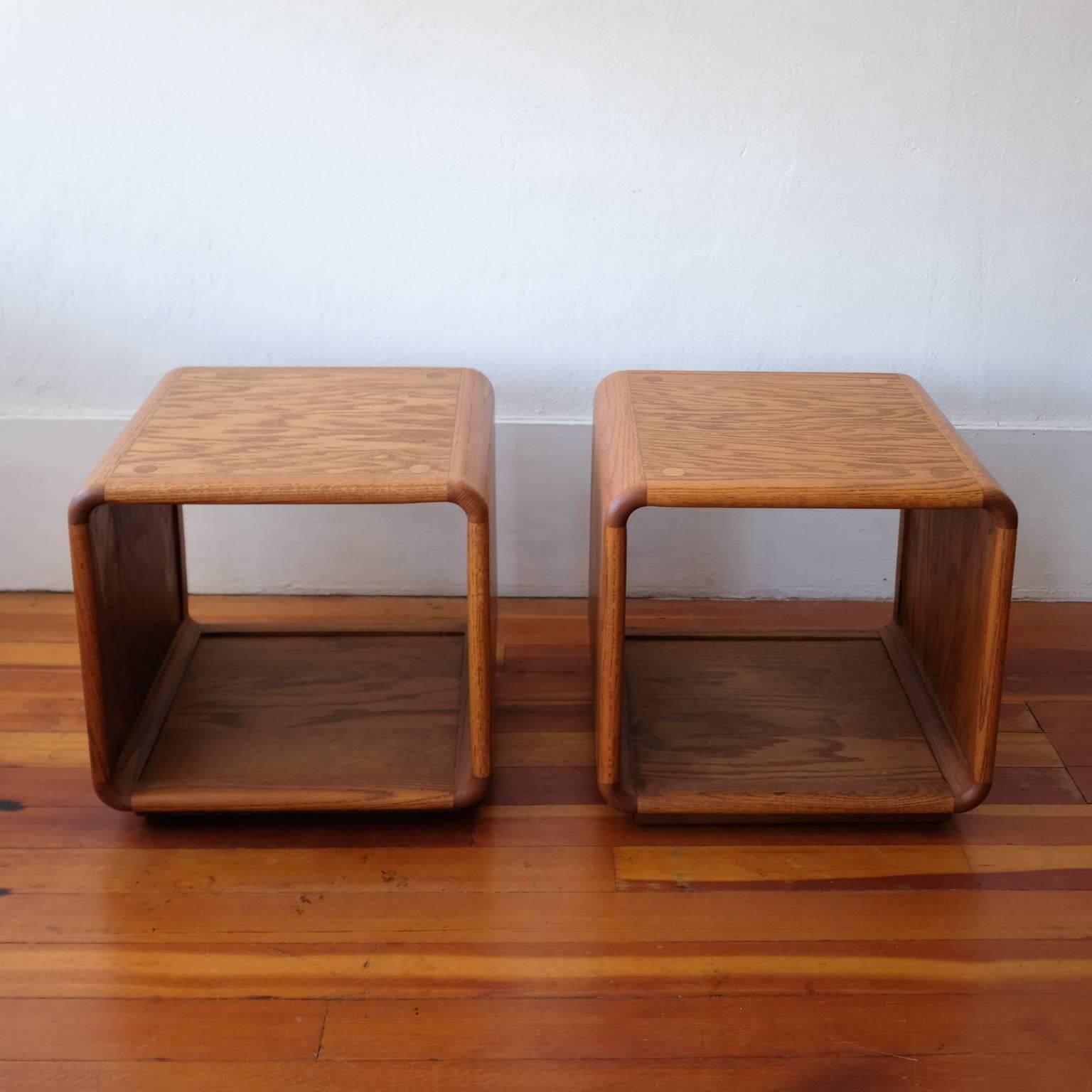 Oak Cube Side Tables California Design, 1970s In Excellent Condition In San Diego, CA