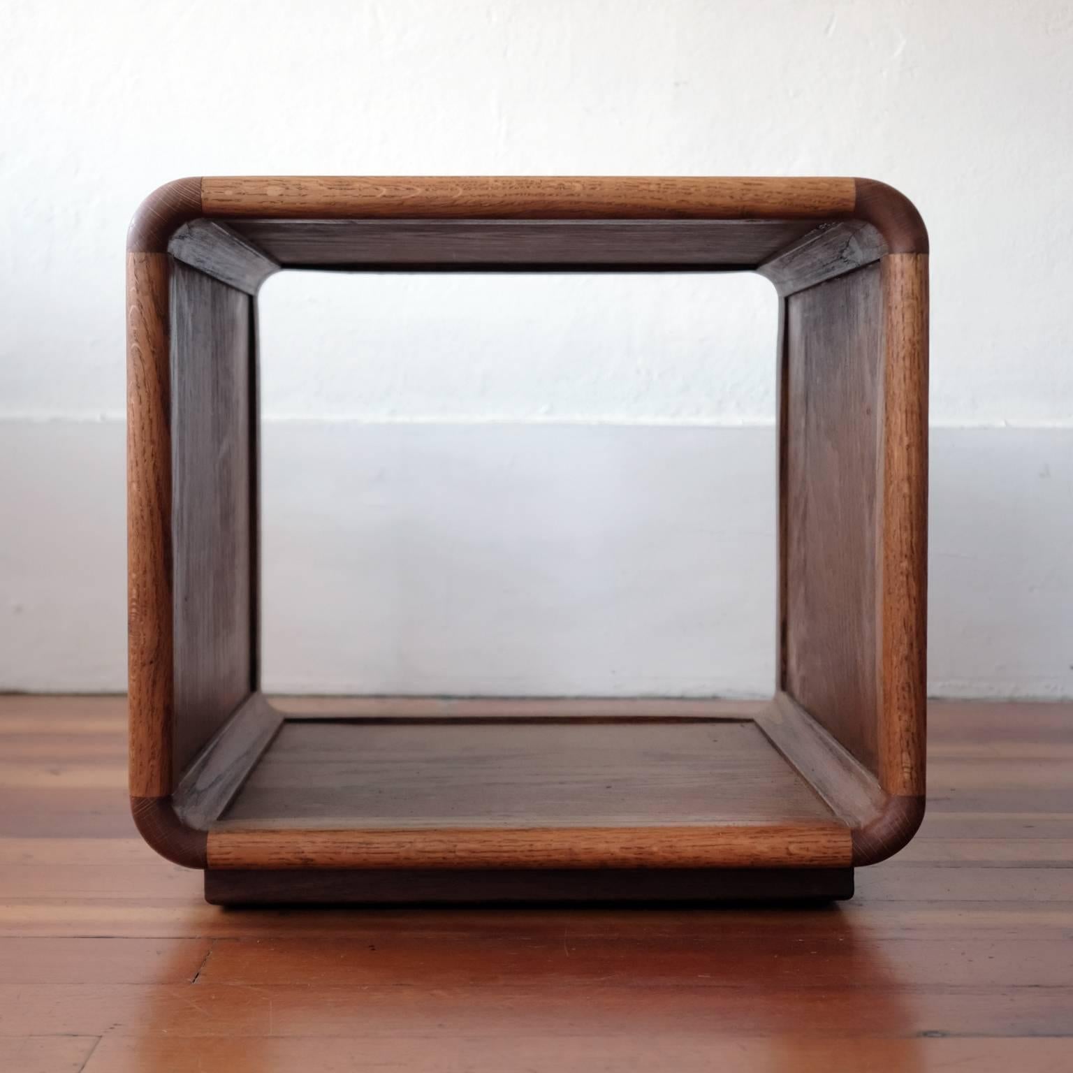 Late 20th Century Oak Cube Side Tables California Design, 1970s