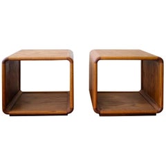 Oak Cube Side Tables California Design, 1970s