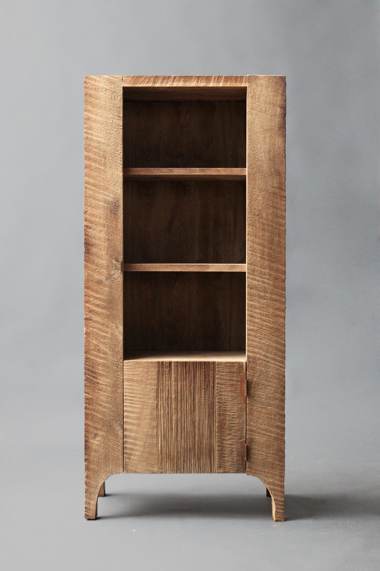 Contemporary Brutalist Style Cupboard in Solid Oak (dark) For Sale 1