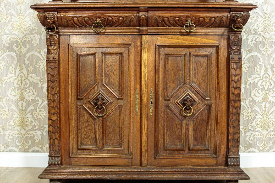 Oak Cupboard with Stained Glass, circa 1910 3
