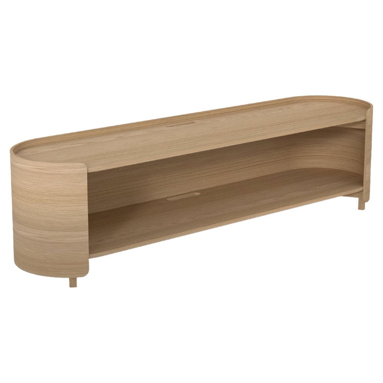 Prima Tv Stand, Entertainment Center, Low Console in Oak Wood Veneer En