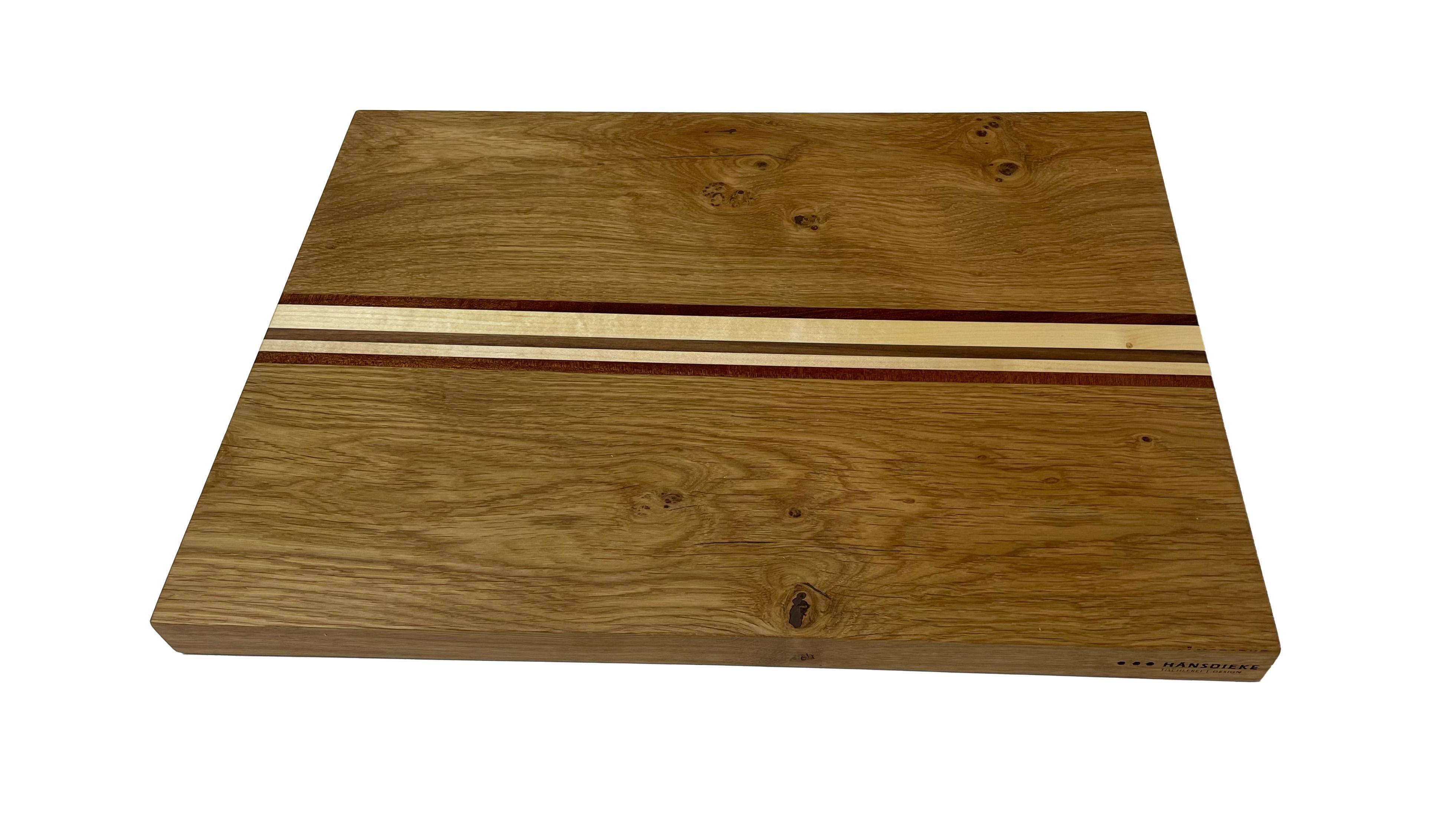 German Oak cutting board with embedded wooden sticks For Sale