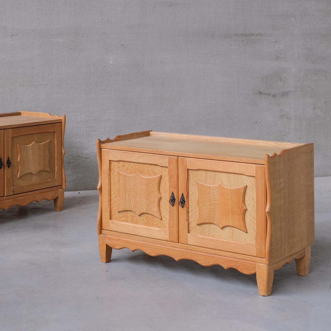 Oak Danish Mid-Century Bedside Cabinets or Sideboards attr. to Henning Kjaernulf For Sale 7