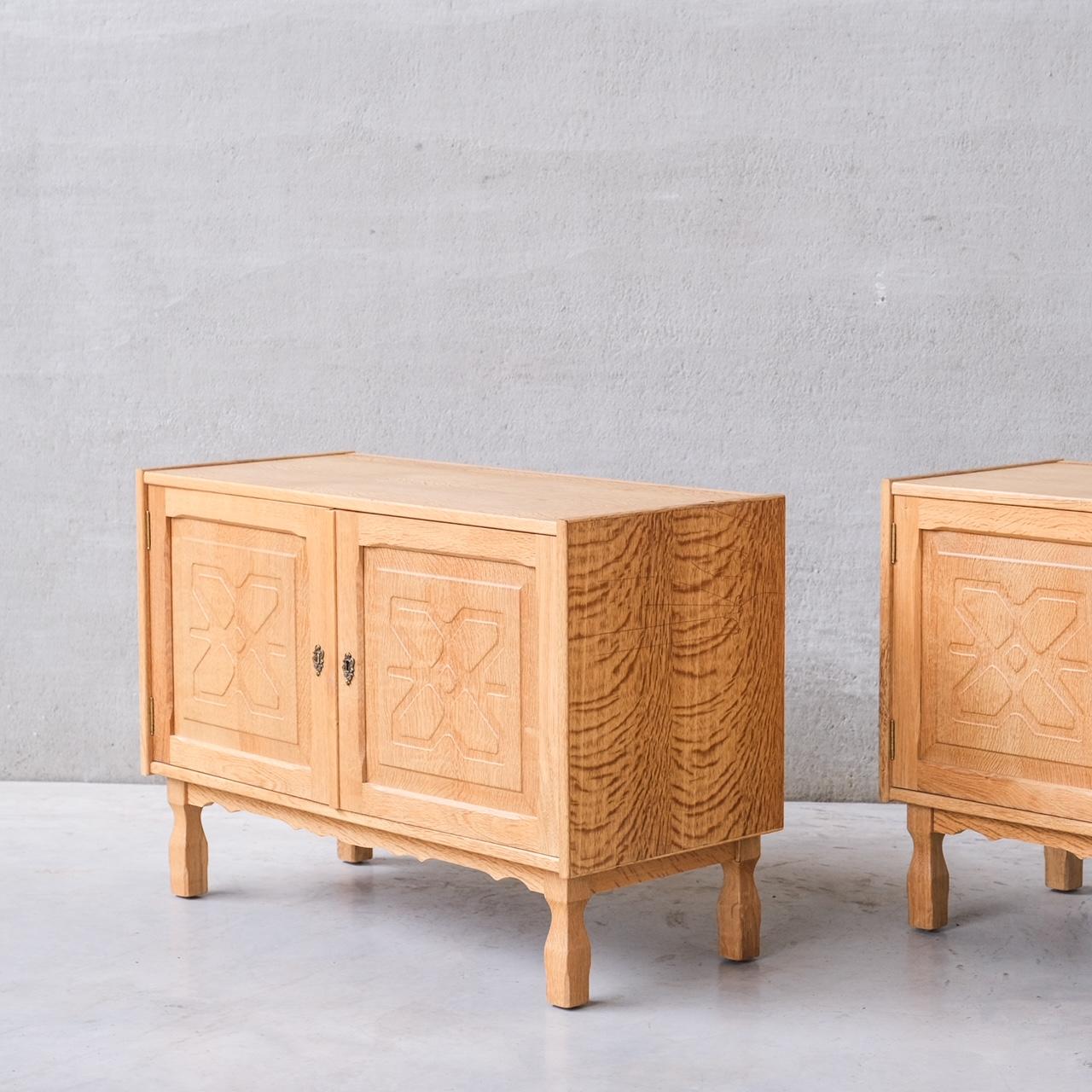 Oak Danish Mid-Century Bedside Cabinets or Sideboards attr. to Henning Kjaernulf For Sale 9