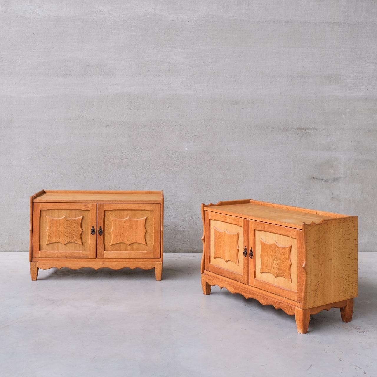 Oak Danish Mid-Century Bedside Cabinets or Sideboards attr. to Henning Kjaernulf For Sale 11