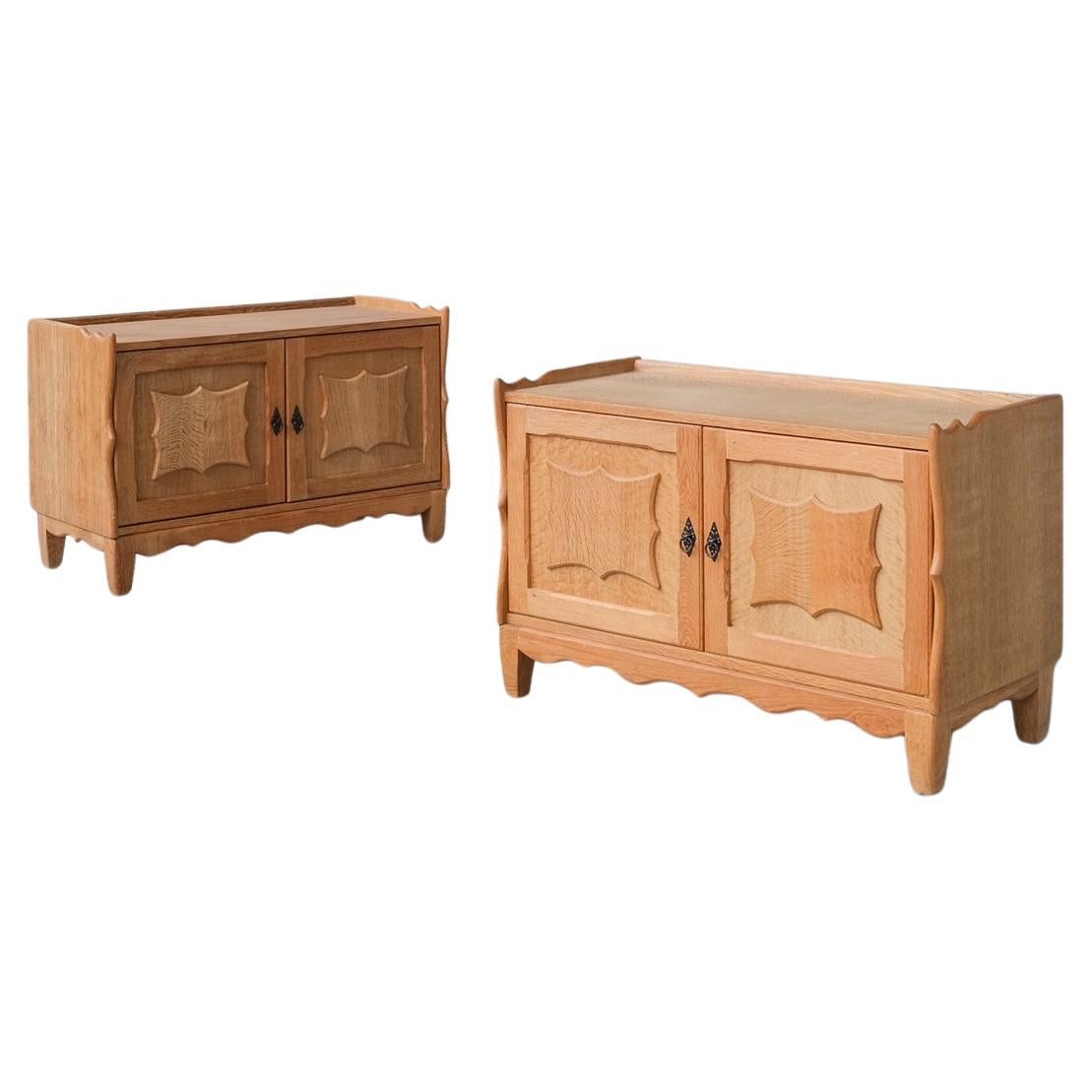Oak Danish Mid-Century Bedside Cabinets or Sideboards attr. to Henning Kjaernulf For Sale