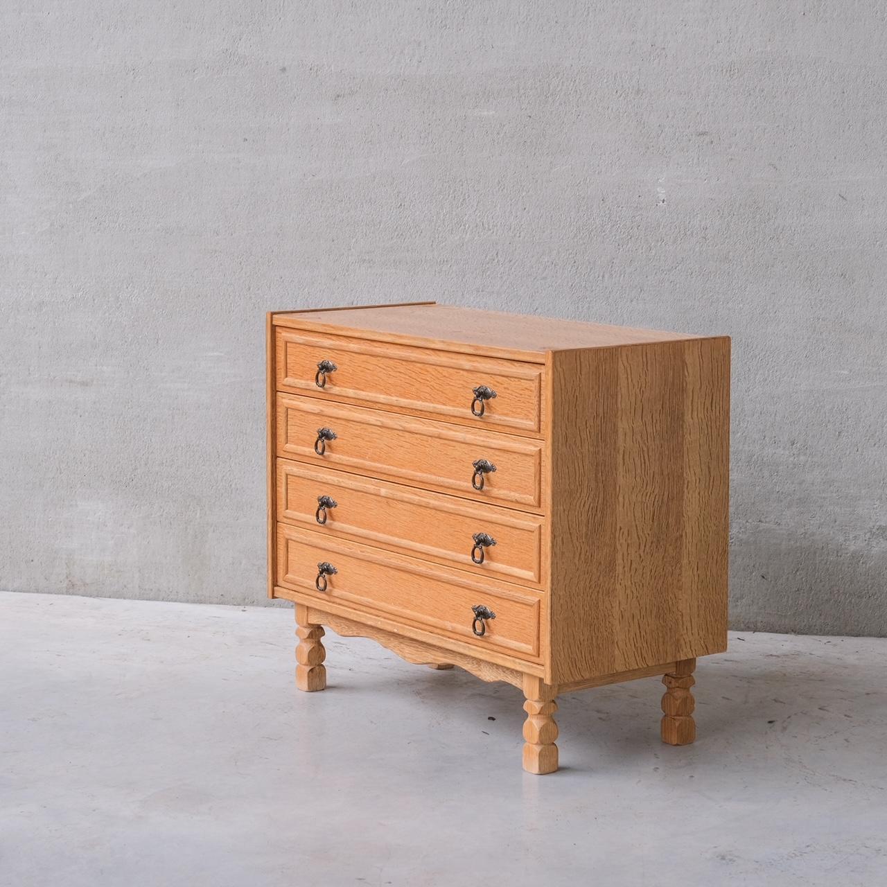 20th Century Oak Danish Mid-Century Chest of Drawers in manner of Kjaernulf For Sale