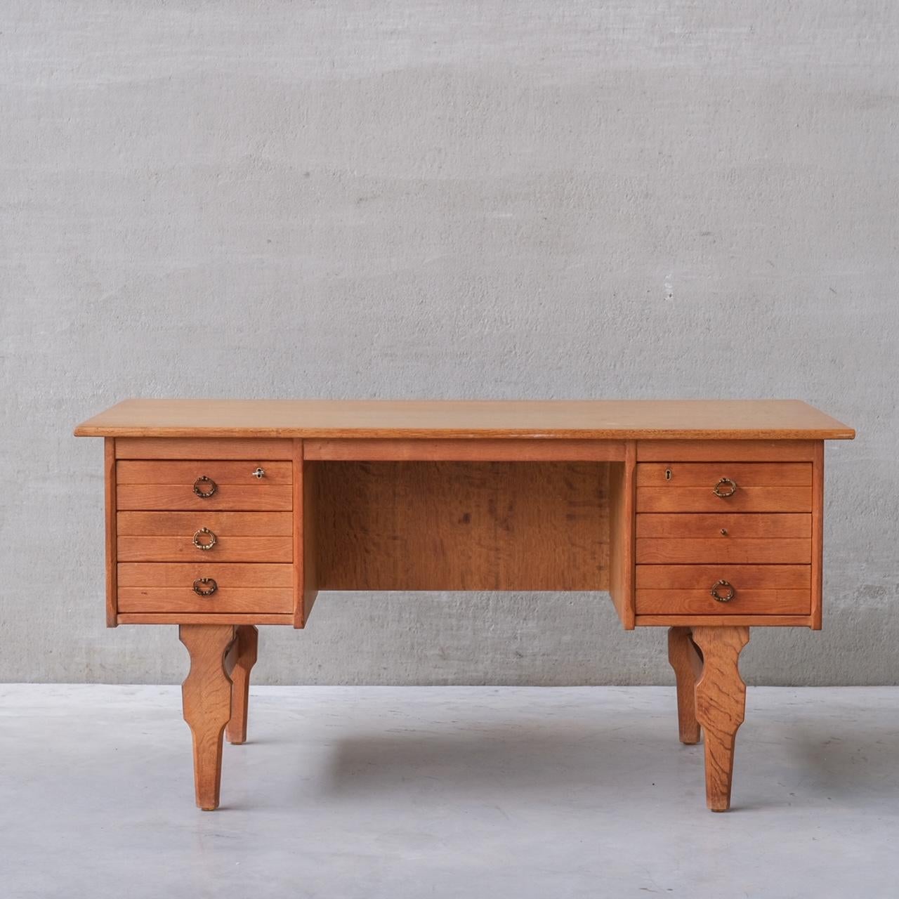 20th Century Oak Danish Midcentury Desk Attributed. to Henning Kjaernulf For Sale