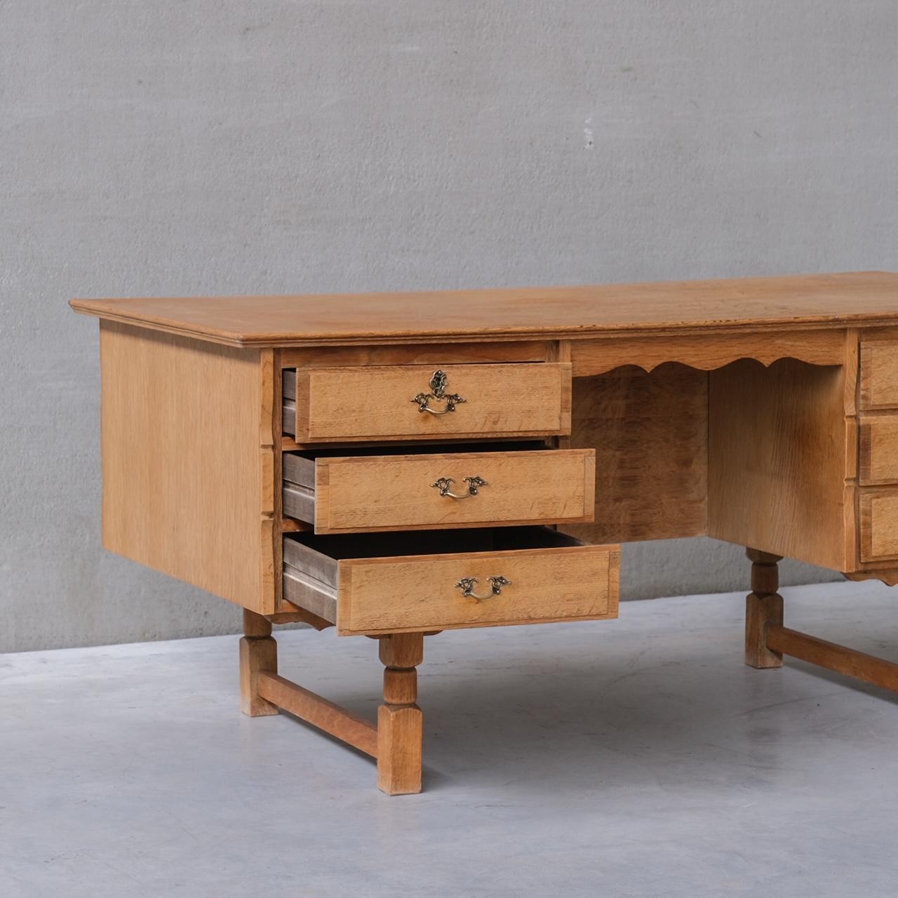 20th Century Oak Danish Midcentury Desk Attributed. to Henning Kjaernulf For Sale