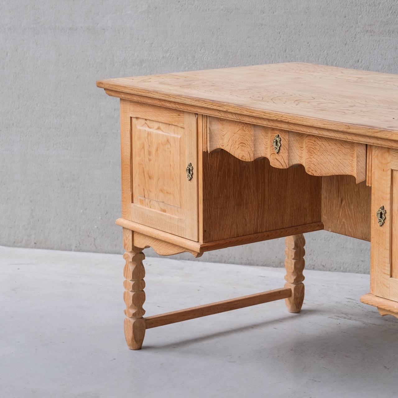 Mid-20th Century Oak Danish Mid-Century Desk attr. to Henning Kjaernulf For Sale
