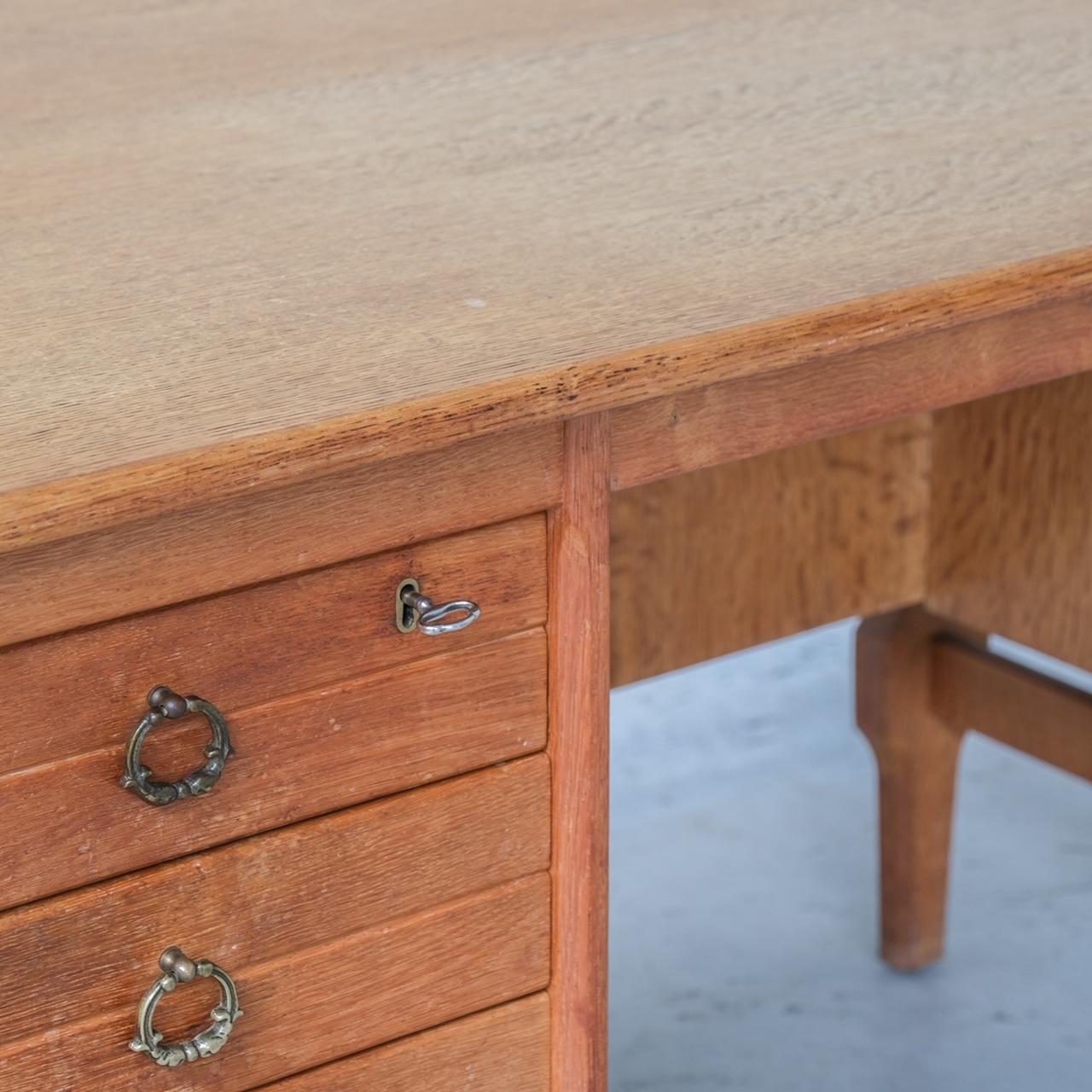 Wood Oak Danish Midcentury Desk Attributed. to Henning Kjaernulf For Sale