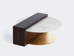 Oak Dark Brass Calacata Vagli Supreme Coffee Table by Milla & Milli