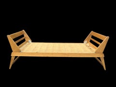 Oak Daybed Attributed to Jean-René Caillette – Mid-Century Modern, France, 1950