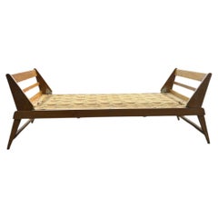 Oak Daybed Attributed to Jean-René Caillette – Mid-Century Modern, France, 1950
