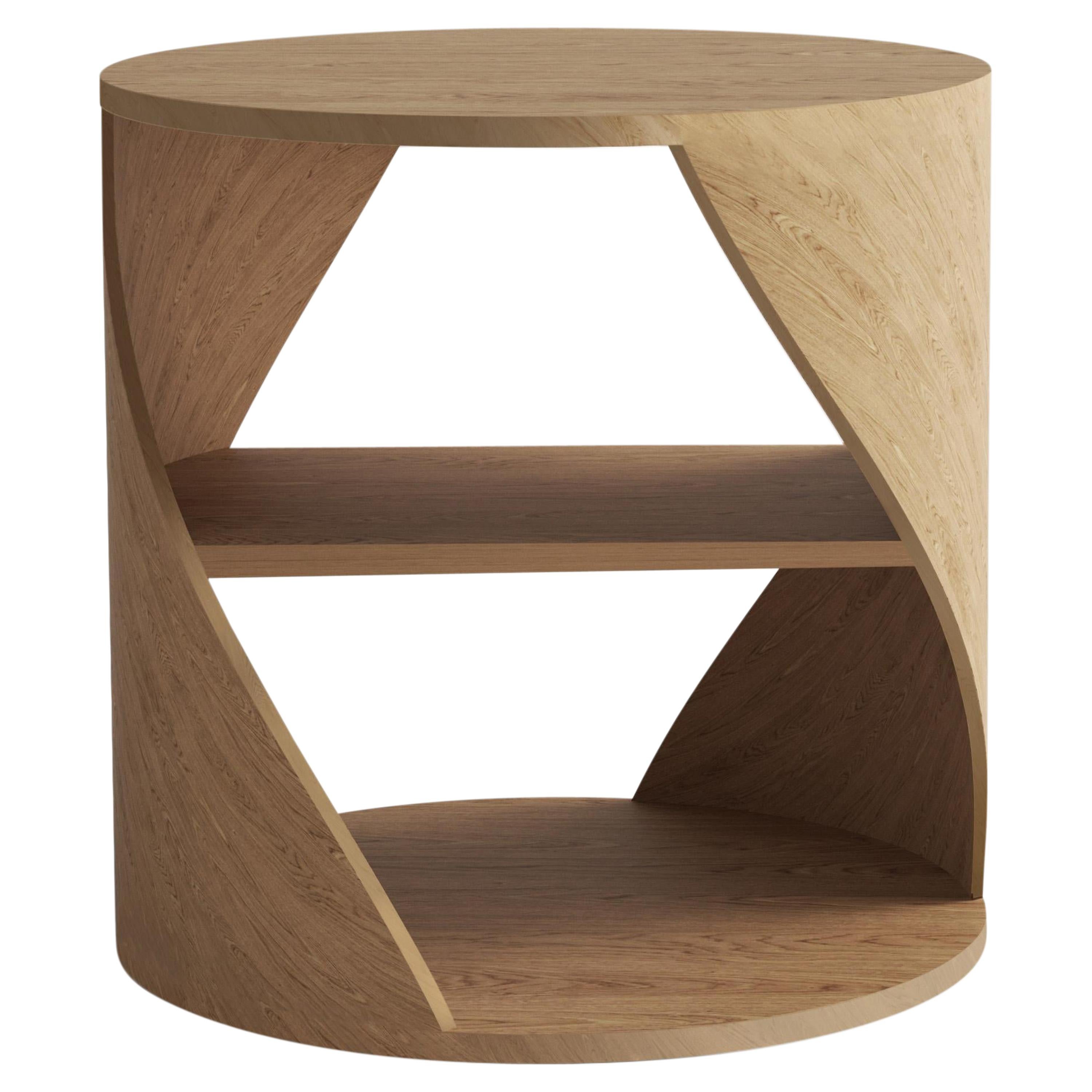 MYDNA Side Table, Contemporary Nightstand in Oak Wood Finish by Joel Escalona