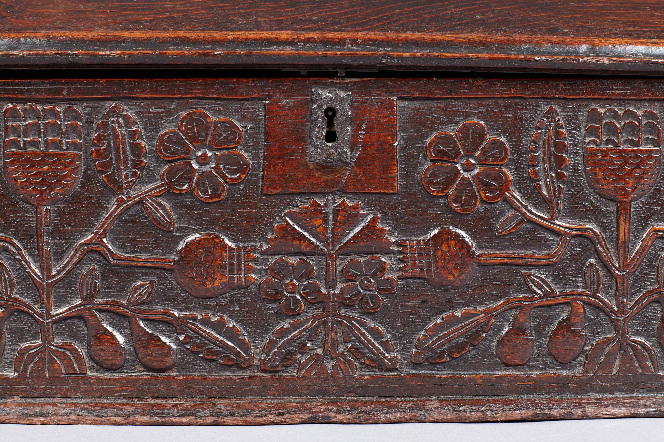 18th Century and Earlier Oak Desk Box, Charles II period, Lancashire, circa 1660-1670 For Sale