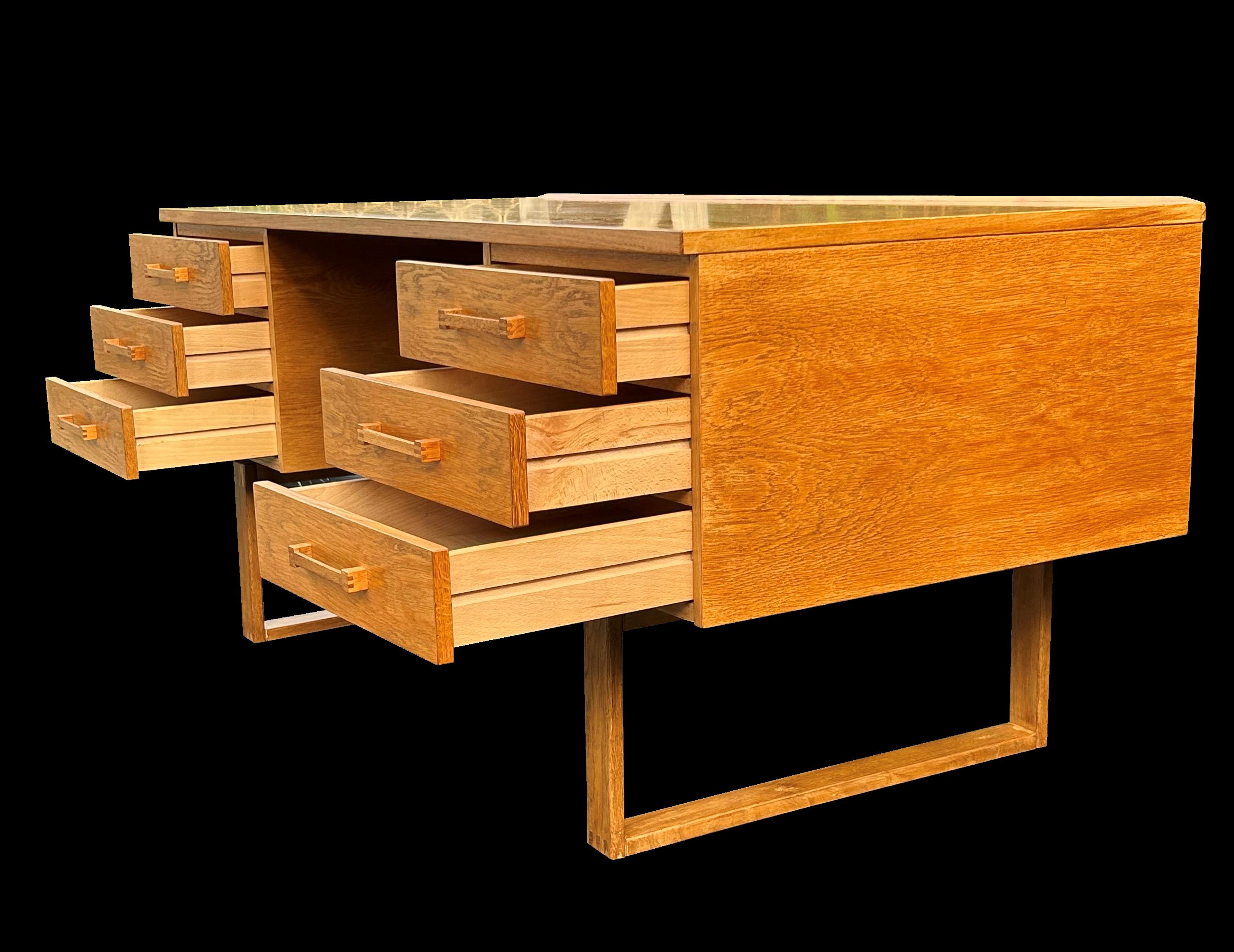 Scandinavian Modern Oak Desk by Henning Jensen & Torben Valeur