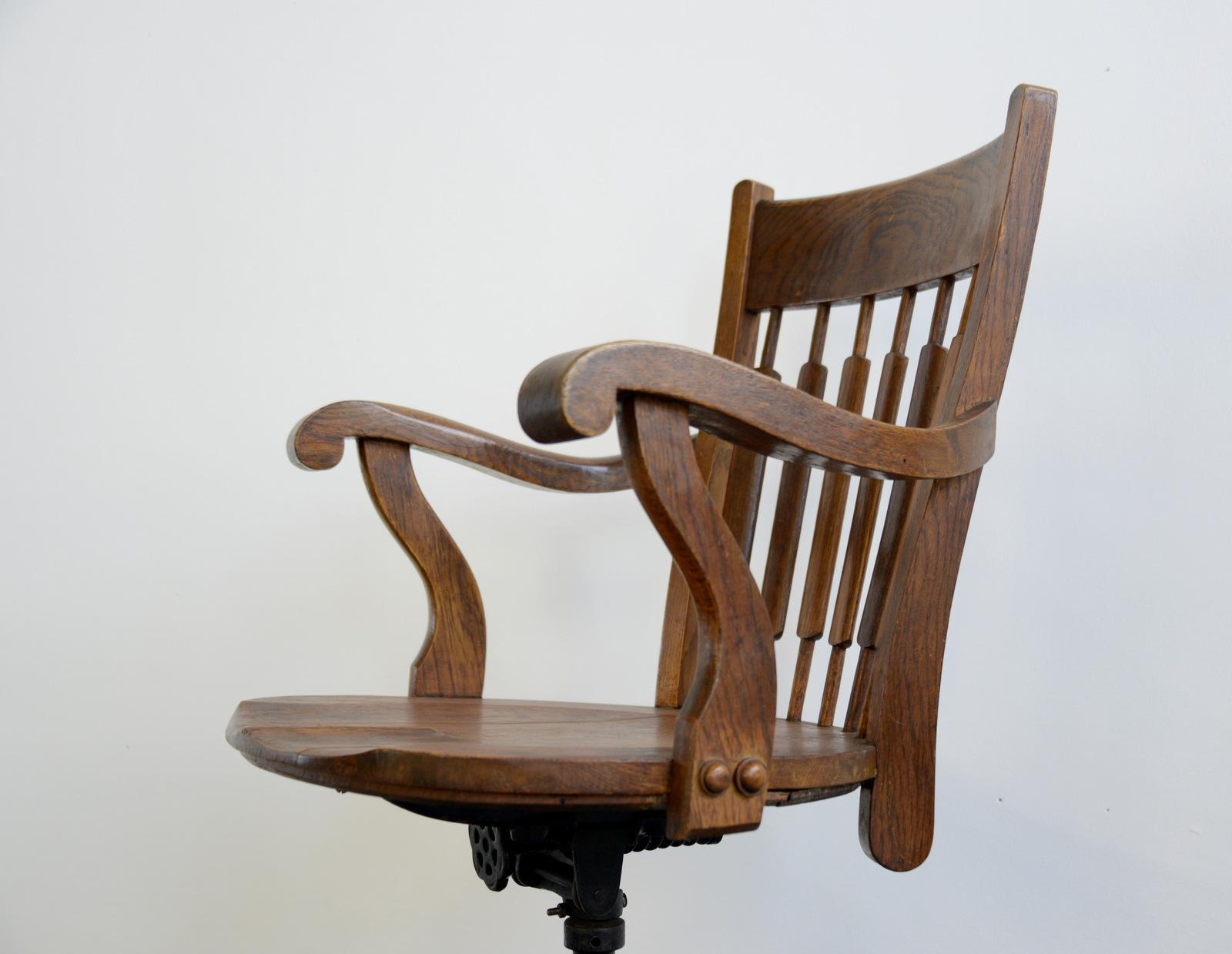 Edwardian Oak Desk Chair, circa 1910