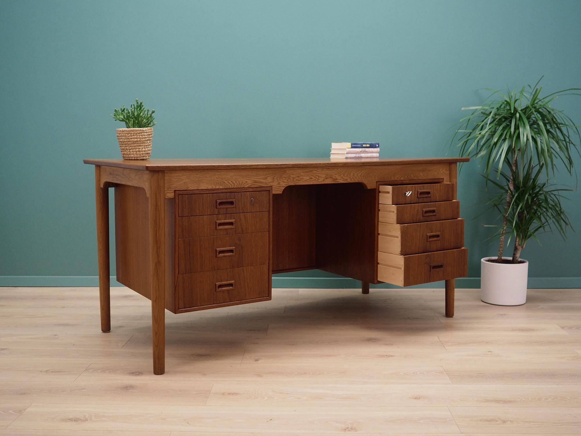 Veneer Oak Desk, Danish Design, 1970s For Sale