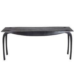 Contemporary curved leg oak desk. ebonized, textured finish by Jonathan Field