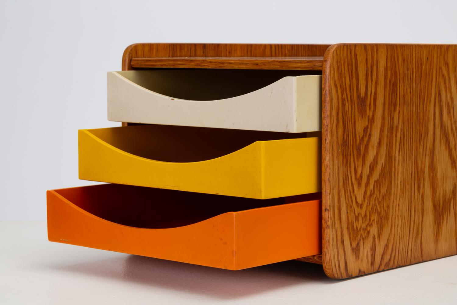 Oak Desk Organizer with Painted Drawers by Børge Mogensen for Karl Andersson 4