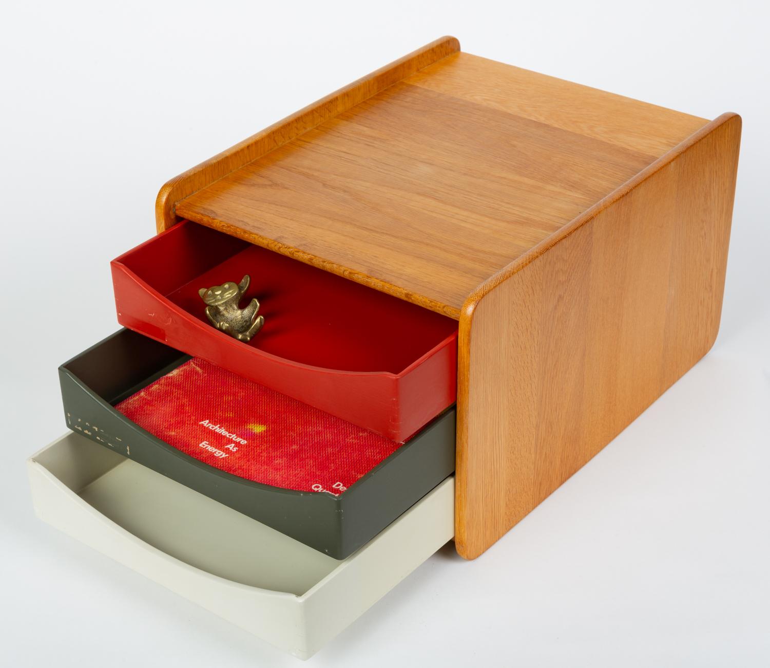 Oak Desk Organizer with Painted Drawers by Børge Mogensen for Karl Andersson 4