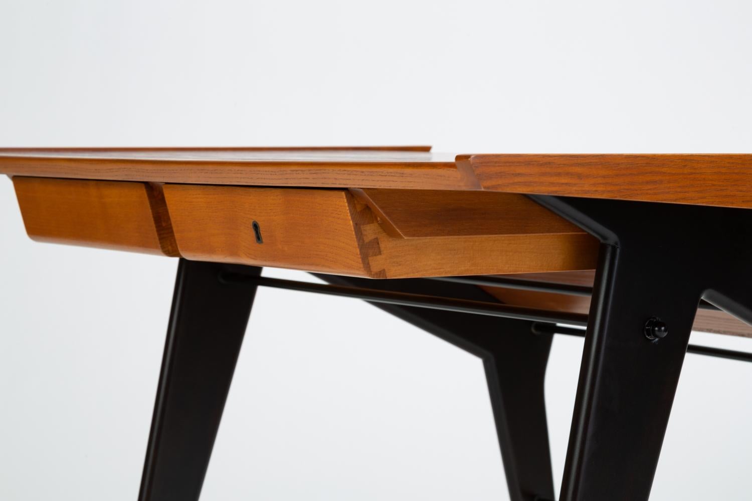 Oak Desk with Integrated Shelf and Ebonized Legs by Hartmut Lohmeyer 4