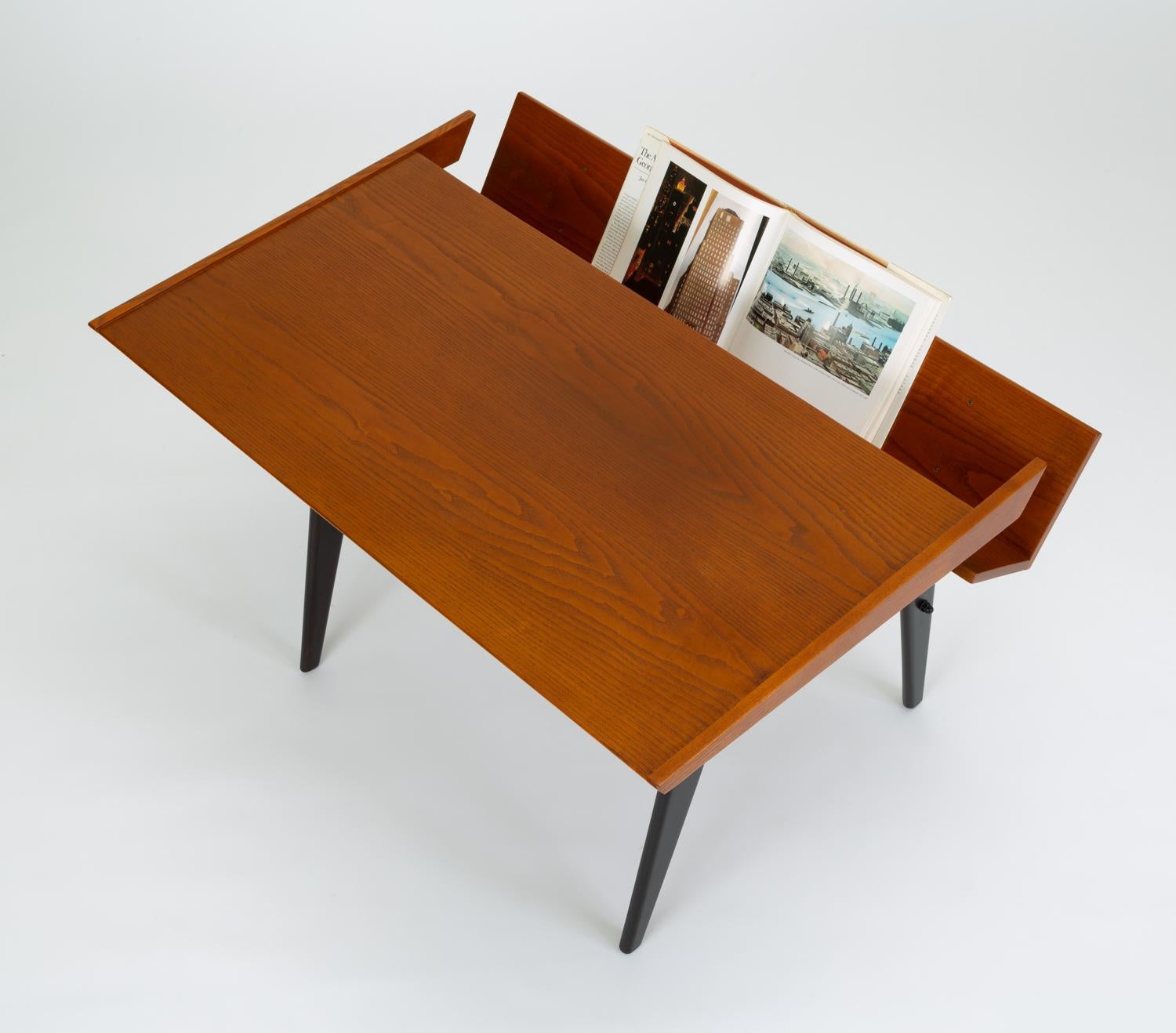 Oak Desk with Integrated Shelf and Ebonized Legs by Hartmut Lohmeyer 8