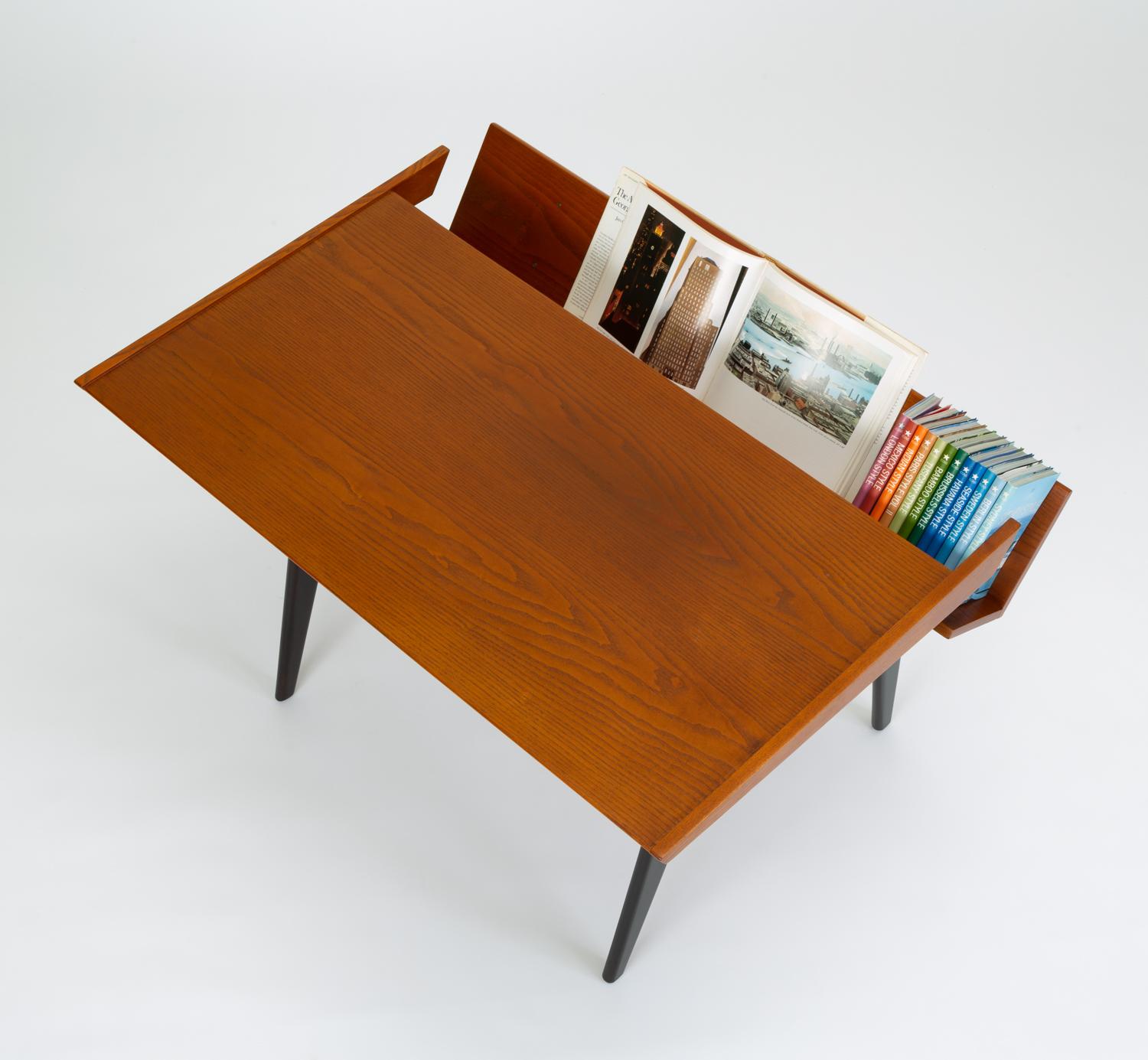 Oak Desk with Integrated Shelf and Ebonized Legs by Hartmut Lohmeyer 10