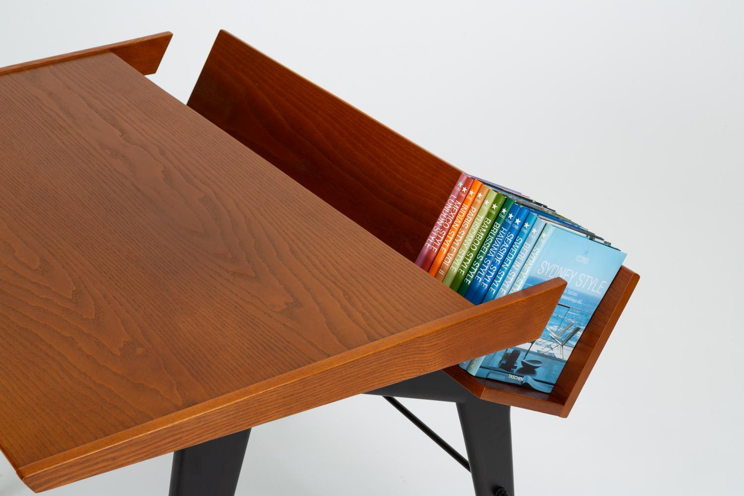 Oak Desk with Integrated Shelf and Ebonized Legs by Hartmut Lohmeyer 11