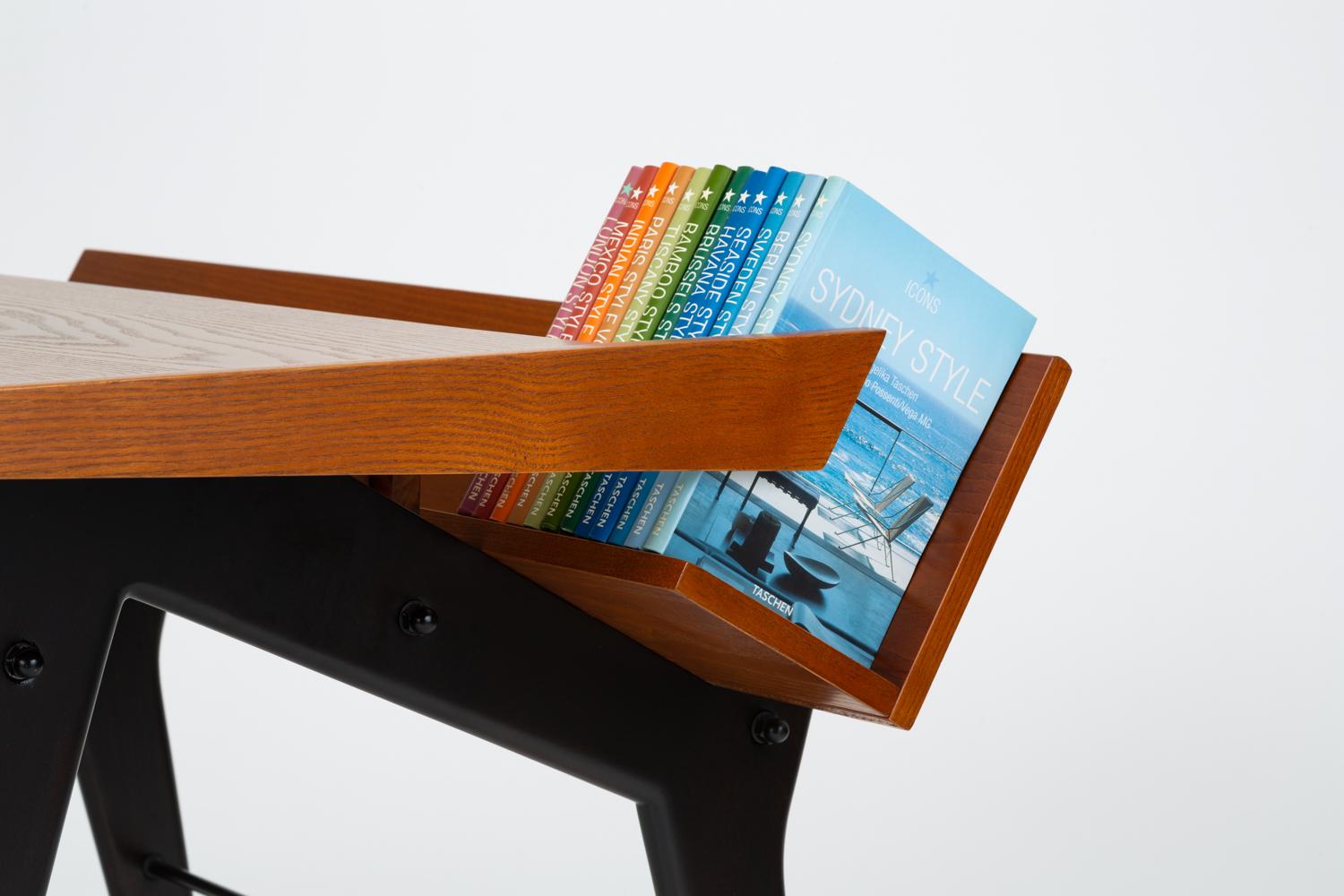Oak Desk with Integrated Shelf and Ebonized Legs by Hartmut Lohmeyer 12