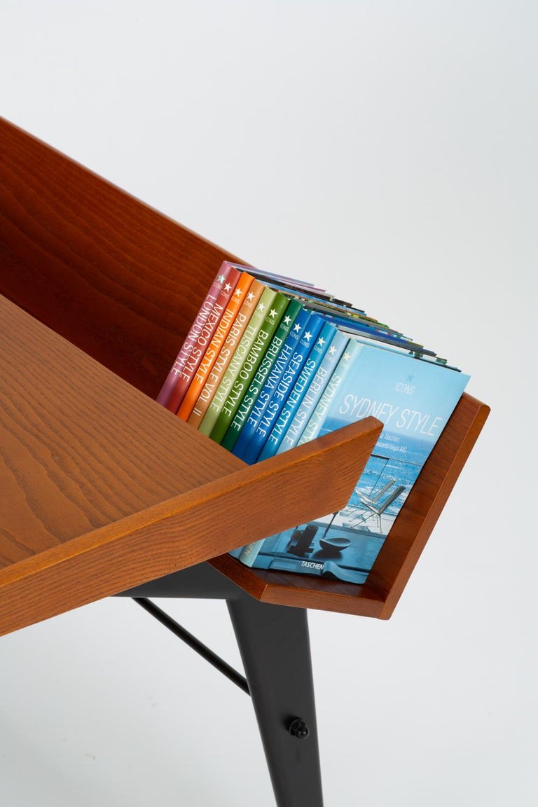 Oak Desk with Integrated Shelf and Ebonized Legs by ...