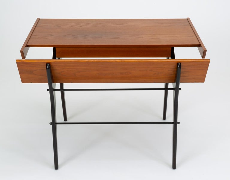 Oak Desk with Integrated Shelf and Ebonized Legs by Hartmut Lohmeyer at 1stDibs