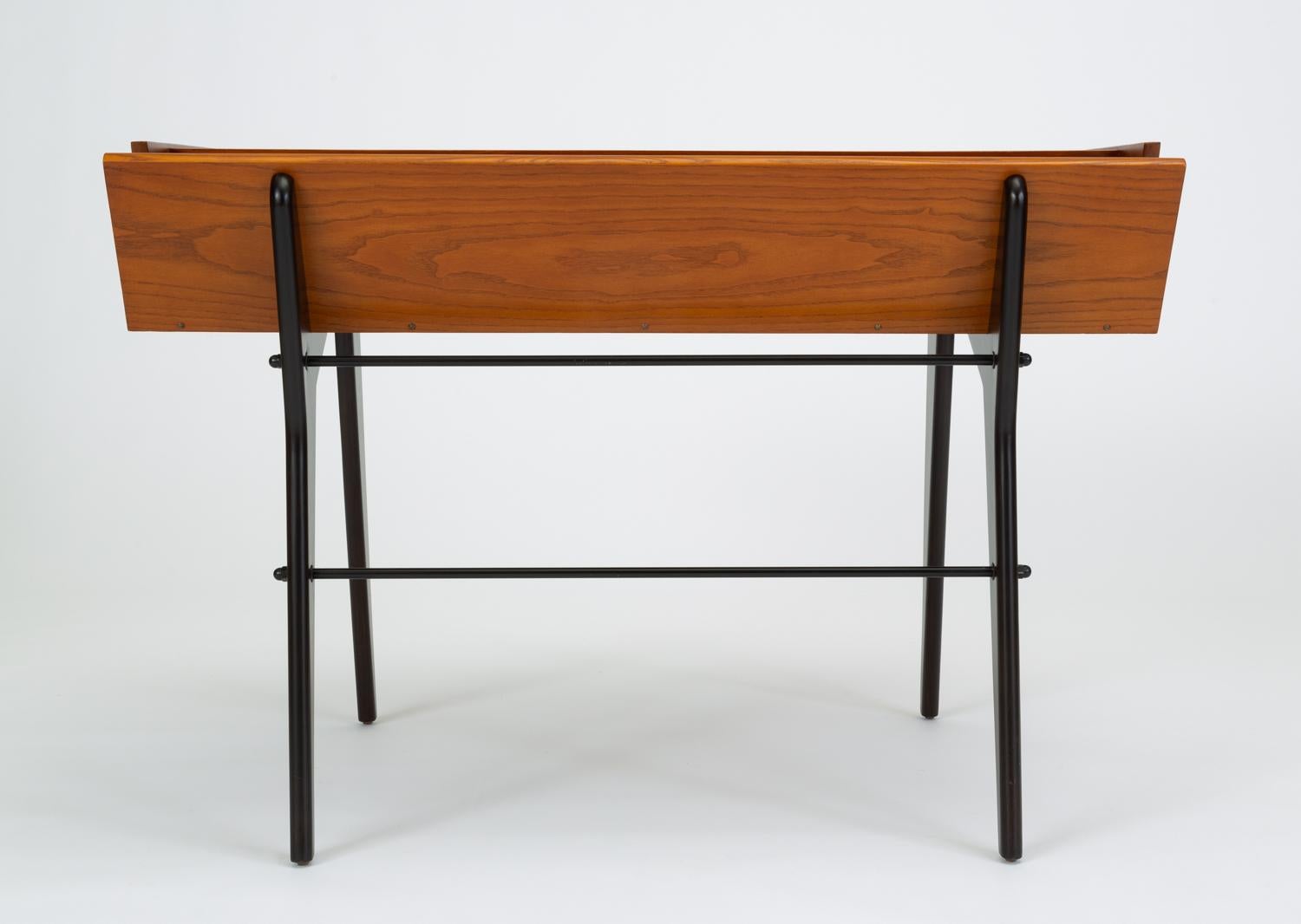 Oak Desk with Integrated Shelf and Ebonized Legs by Hartmut Lohmeyer 2