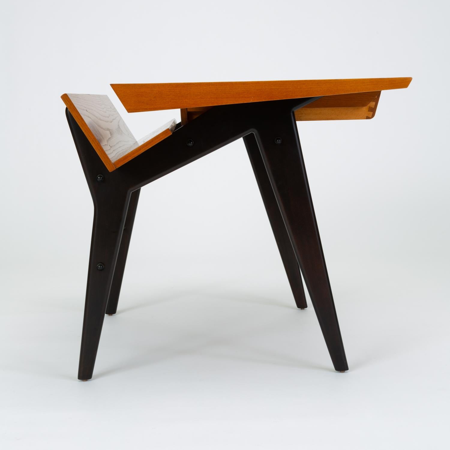 Oak Desk with Integrated Shelf and Ebonized Legs by Hartmut Lohmeyer 3